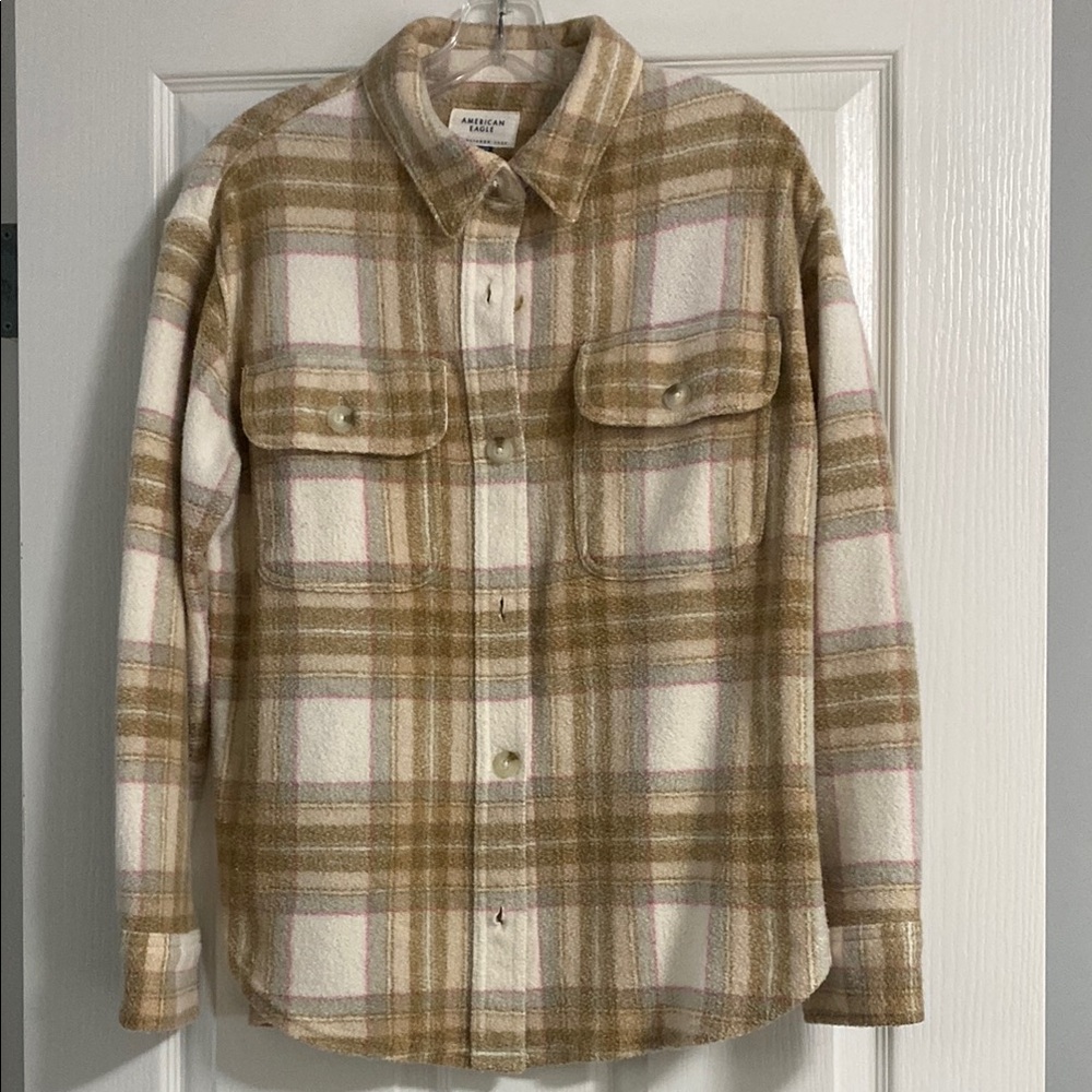 Stylish plaid button-up shacket
